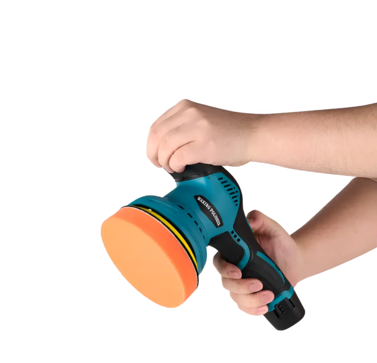 Aparat Polish Auto, 2 Acumulatori 12V, fara fir, portabil, 2500-5000 Rpm, 8 Viteze, Albastru/Negru