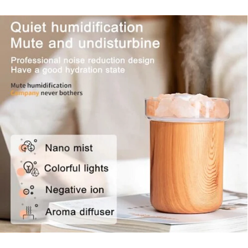 Umidificator cu cristale de sare, uleiuri esentiale, LED, 2W, USB