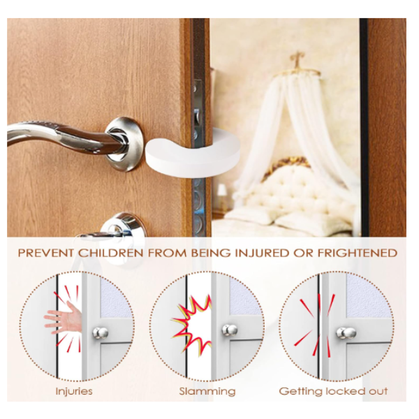 Set 5 opritoare pentru protectie din spuma pentru usa, Alb/Maro