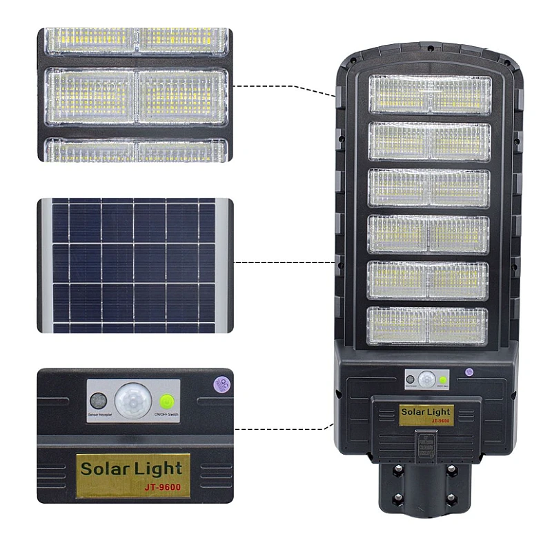 Lampa Solara Stradala, Dreptunghiulara 600W cu 12 Celule Telecomanda si Suport Metalic, Lumina Puternica