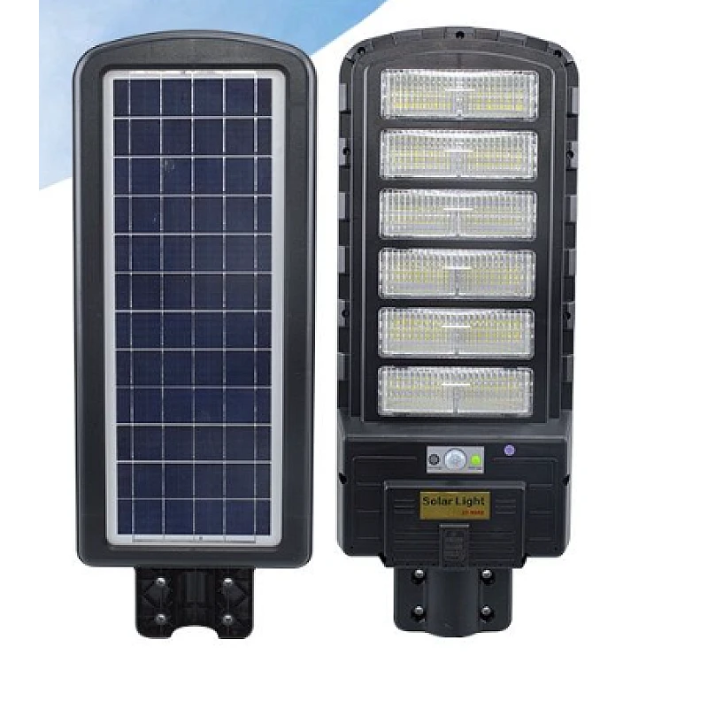 Lampa Solara Stradala, Dreptunghiulara 600W cu 12 Celule Telecomanda si Suport Metalic, Lumina Puternica