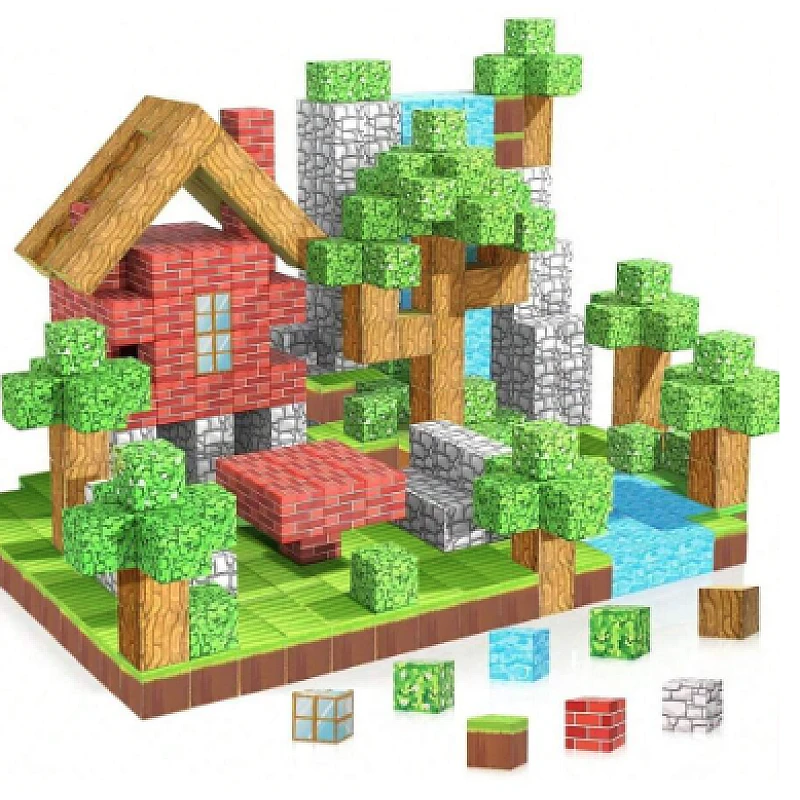 Blocuri magnetice de constructie 3D, 2.5 cm, 64-80 piese