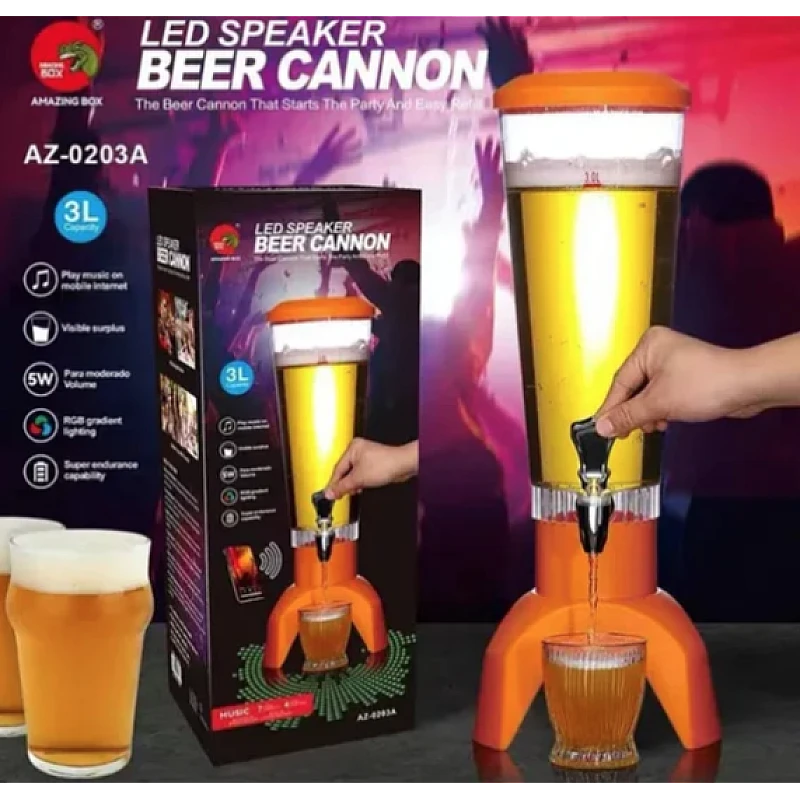 Dozator de bere cu Boxa Bluetooth, lumina LED RGB si Rezervor 3L