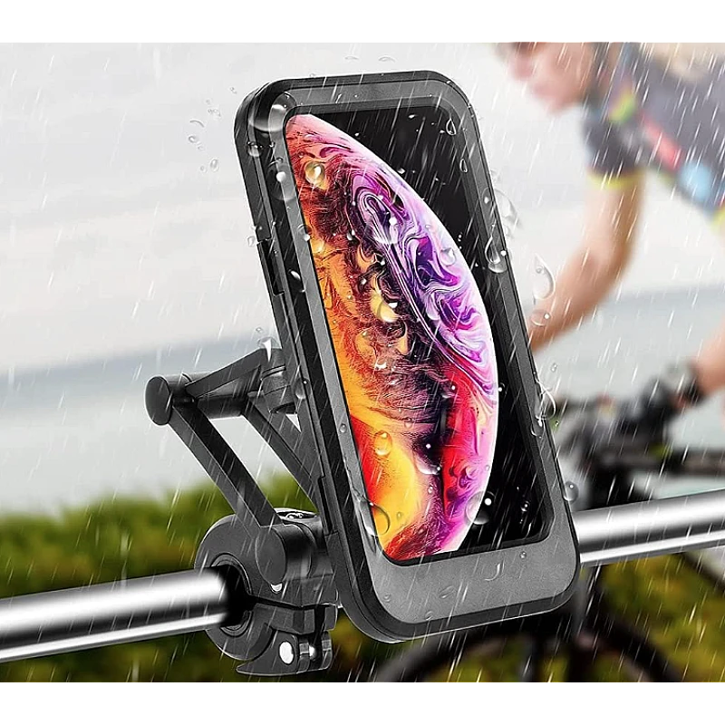 Suport telefon waterproof pentru Bicicleta, Magnet puternic, Secure Grip, Rotire 360°, Adjustable Features, Smart Design, Hands-free, Negru