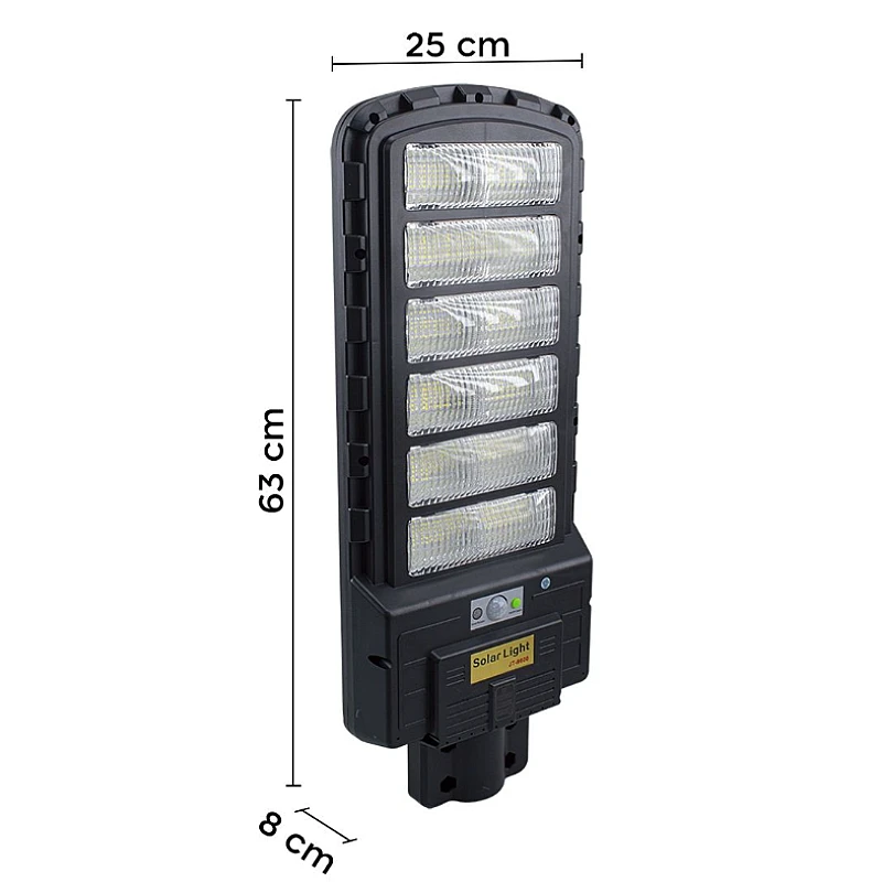 Lampa Solara Stradala, Dreptunghiulara 600W cu 12 Celule Telecomanda si Suport Metalic, Lumina Puternica