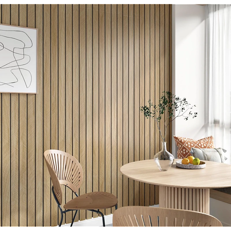 Tapet decorativ autoadeziv, aspect lemn vertical, 30x60cm, model 3D modern, pentru perete interior