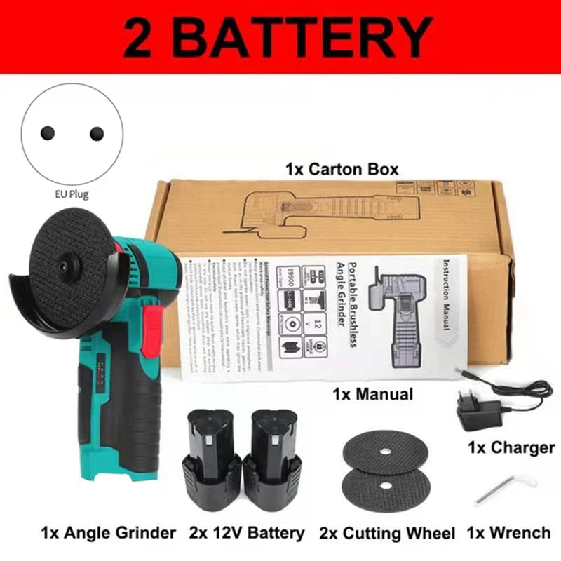 Mini Polizor unghiular portabil cu 1 sau 2 acumulatori 24V, 5 discuri incluse