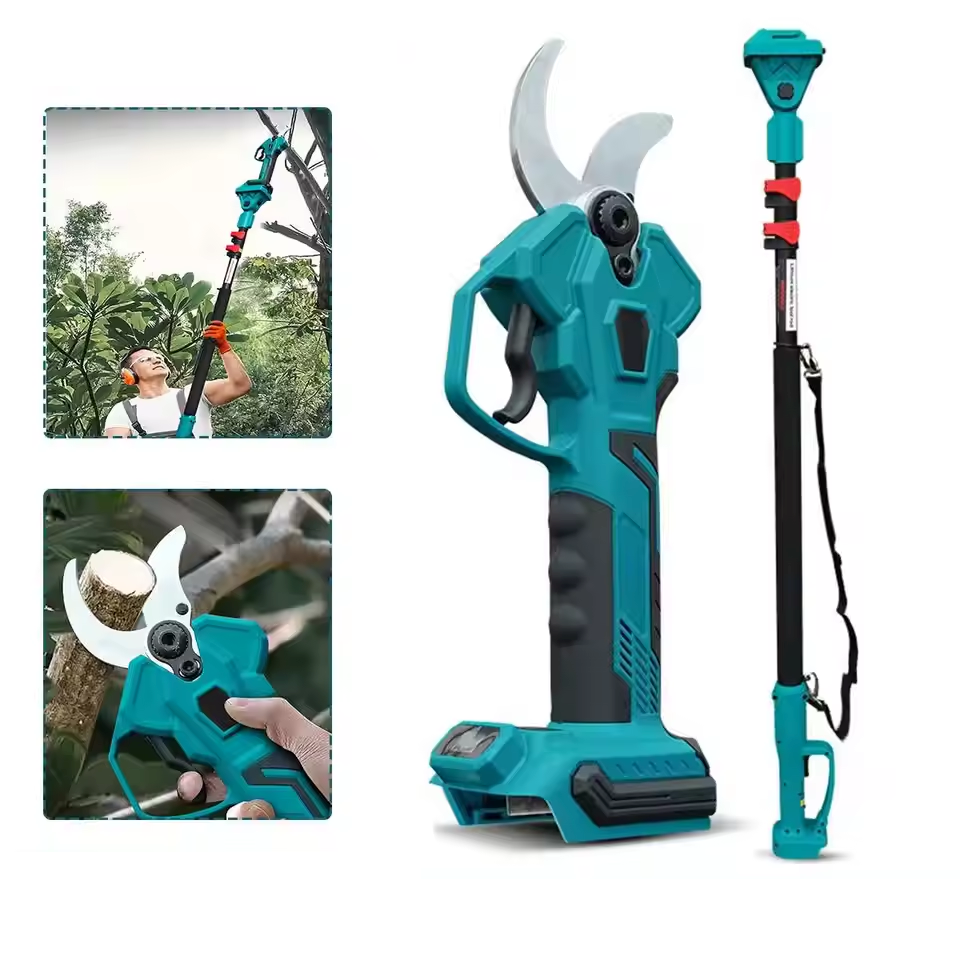 Foarfeca electrica pentru gradina , 21V, 2 Acumulatori, Brat Telescopic 2m, Unghi Reglabil de Taiere