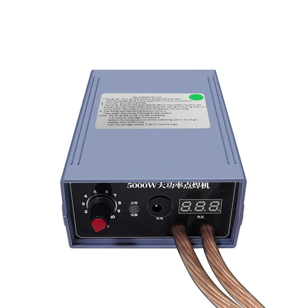 Aparat de sudura 5 kW, curent reglabil, baterie 18650, aparat de sudura prin puncte, gri alb