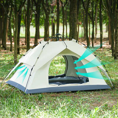 Cort camping 3-4 persoane cu deschidere automata pop-up, impermeabil, protectie UV, 2 usi