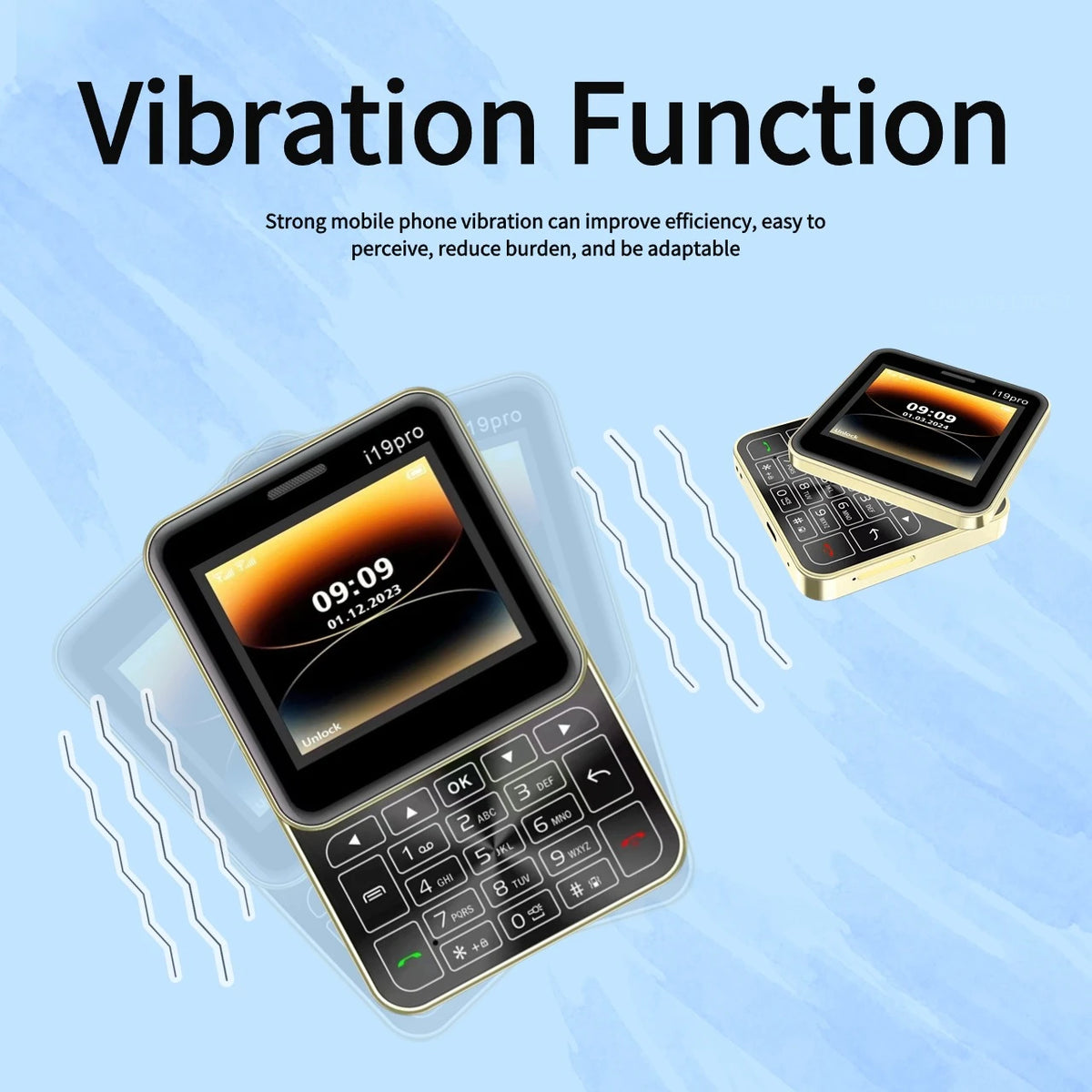 Telefon Mini i19 Pro Slide Button – 2.4", Dual SIM, 2G GSM, camera, FM, Bluetooth, butoane, deblocat