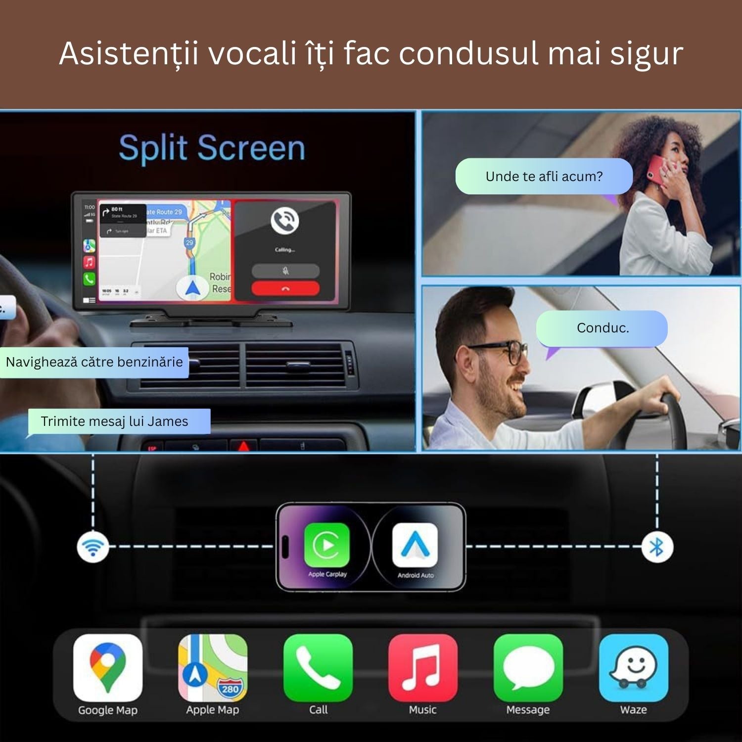 Sistem auto cu ecran 10.26 inch, CarPlay, proiectie telefon si camere fata-spate