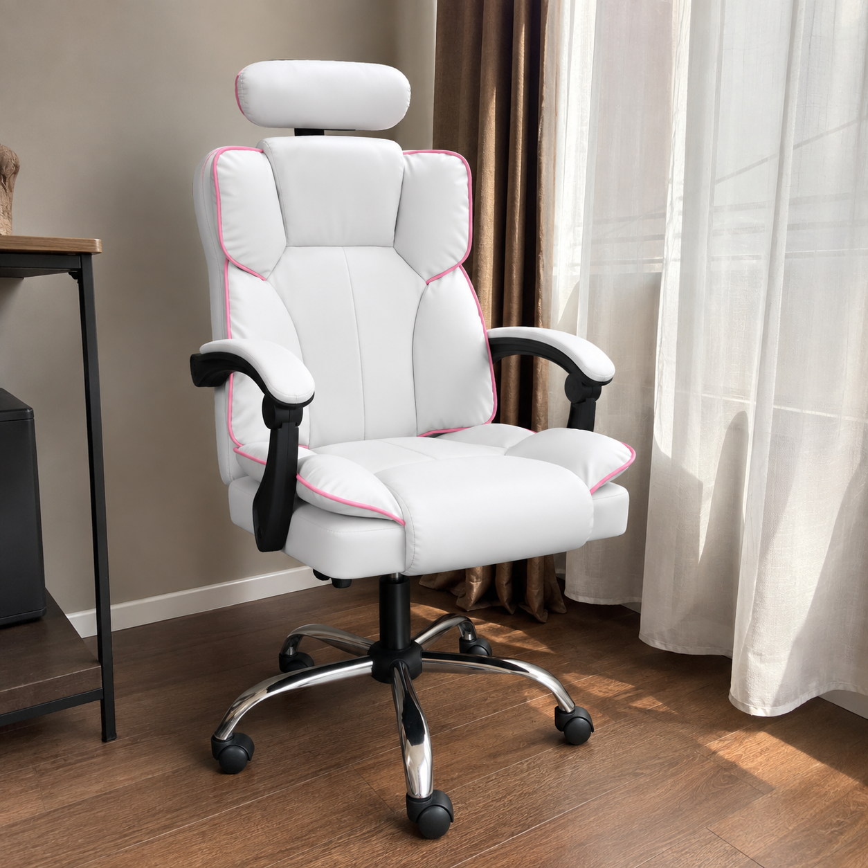 Scaun Birou Ergonomic Directorial Gri Piele Ecologica Spatar Reglabil 90-145 - imagine 5