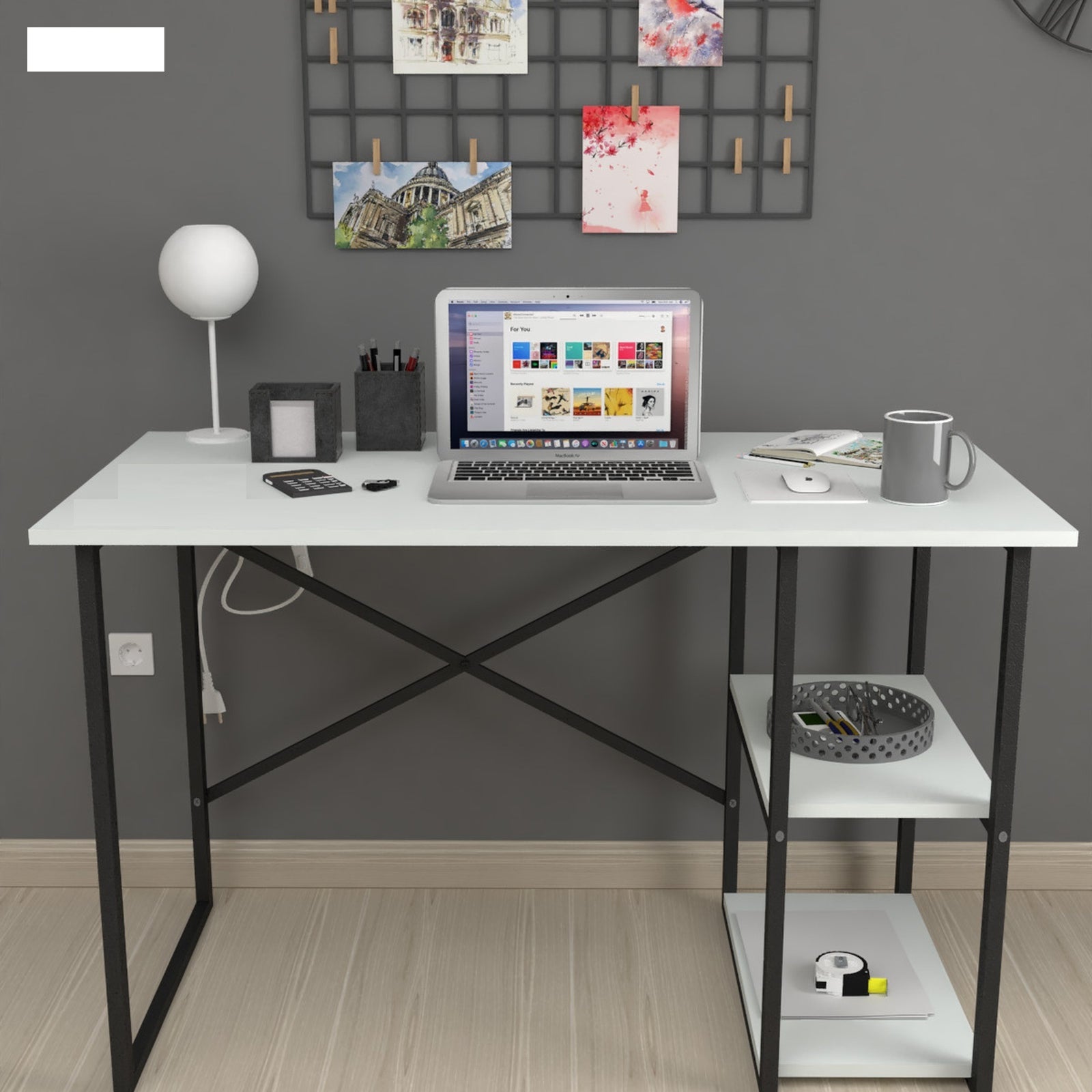 Birou modern cu rafturi laterale – PAL 18 mm, stil elegant, 120x60x75 cm