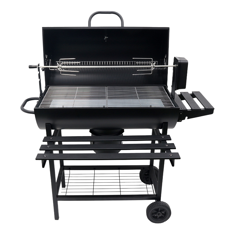 Gratar cu capac si termometru 105,5x85x118 cm – rafturi laterale, roti si aerisire reglabila