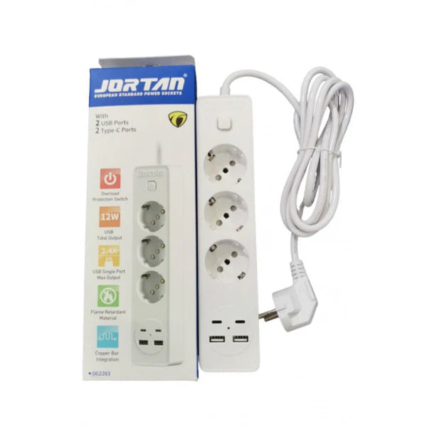Prelungitor Jortan, 3,4 sau 5 prize + 2 porturi USB si 2 porturi USB C