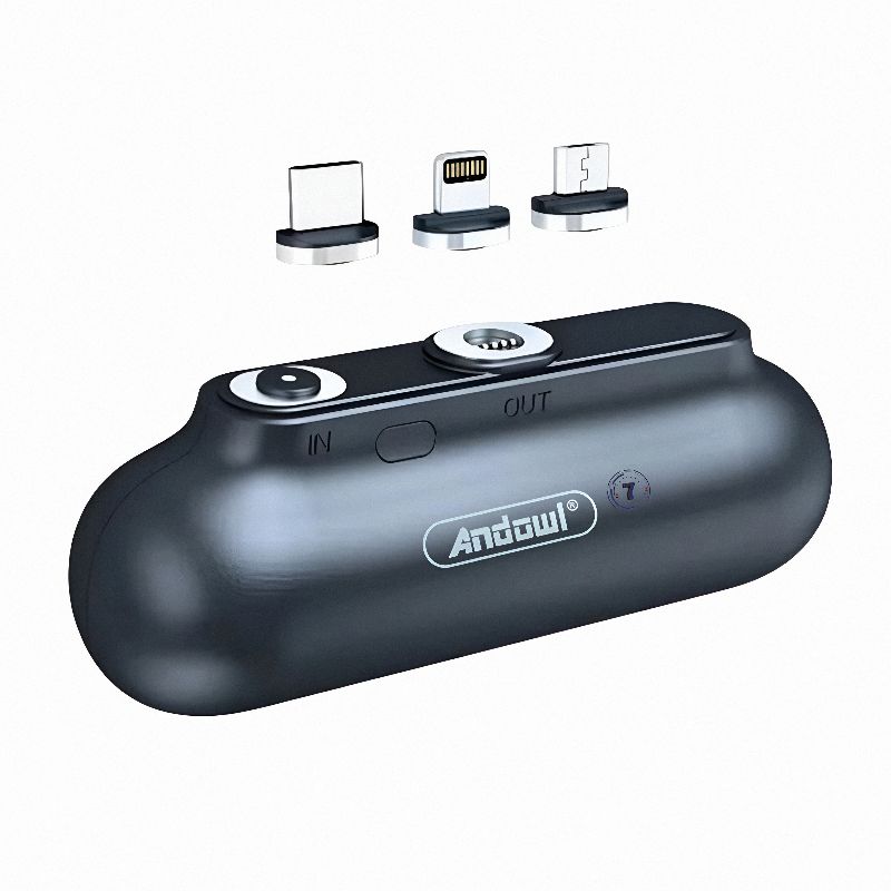 Baterie externa magnetica 3 in 1  5000 mAh Negru