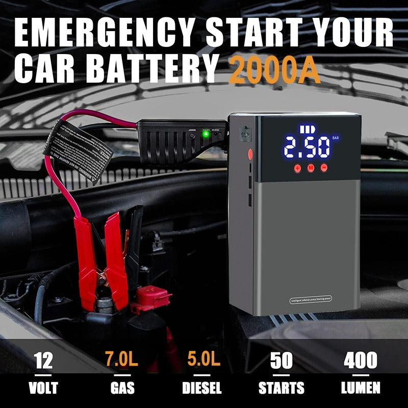Jump Starter auto multifunctional 12V cu compresor aer 150 PSI si baterie 80000mAh