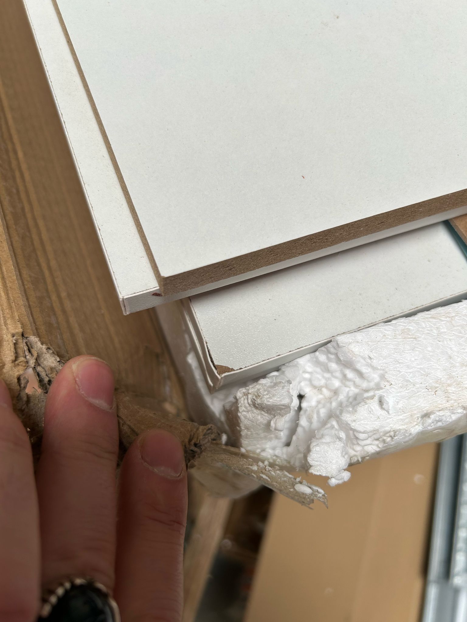 RESIGILAT - Pantofar tip dulap pentru hol, design minimalist, alb/gri