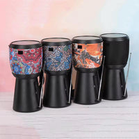 Boxa portabila bluetooth cu incarcare solara, design Darbuka, cu radio FM si lanterna, negru-inflorat - imagine 4