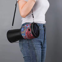 Boxa portabila bluetooth cu incarcare solara, design Darbuka, cu radio FM si lanterna, negru-inflorat - imagine 2