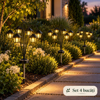 Set 2 Lampi Solare Gradina cu 6 Felinare LED Lumina Calda Aprindere Automata - detaliu produs