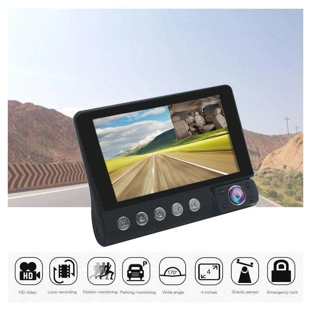 Camera Auto cu Oglinda Retrovizoare 3-in-1 – Ecran 4 inch, viziune nocturna, detectie miscarilor, asistenta la parcare, unghi larg 360°