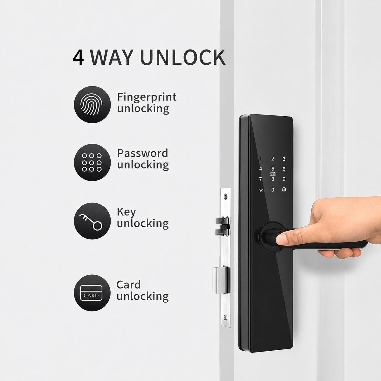 Cerradura Security Intelligent Incuietoare Inteligenta Usa Biometrica Amprenta Digitala Parola - detaliu produs
