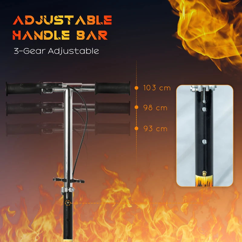 Trotineta pliabila pentru copii 10-16 ani, reglabila pe 3 inalțimi, roti mari din plastic și metal, 86x35x93/98/103 cm, Negru