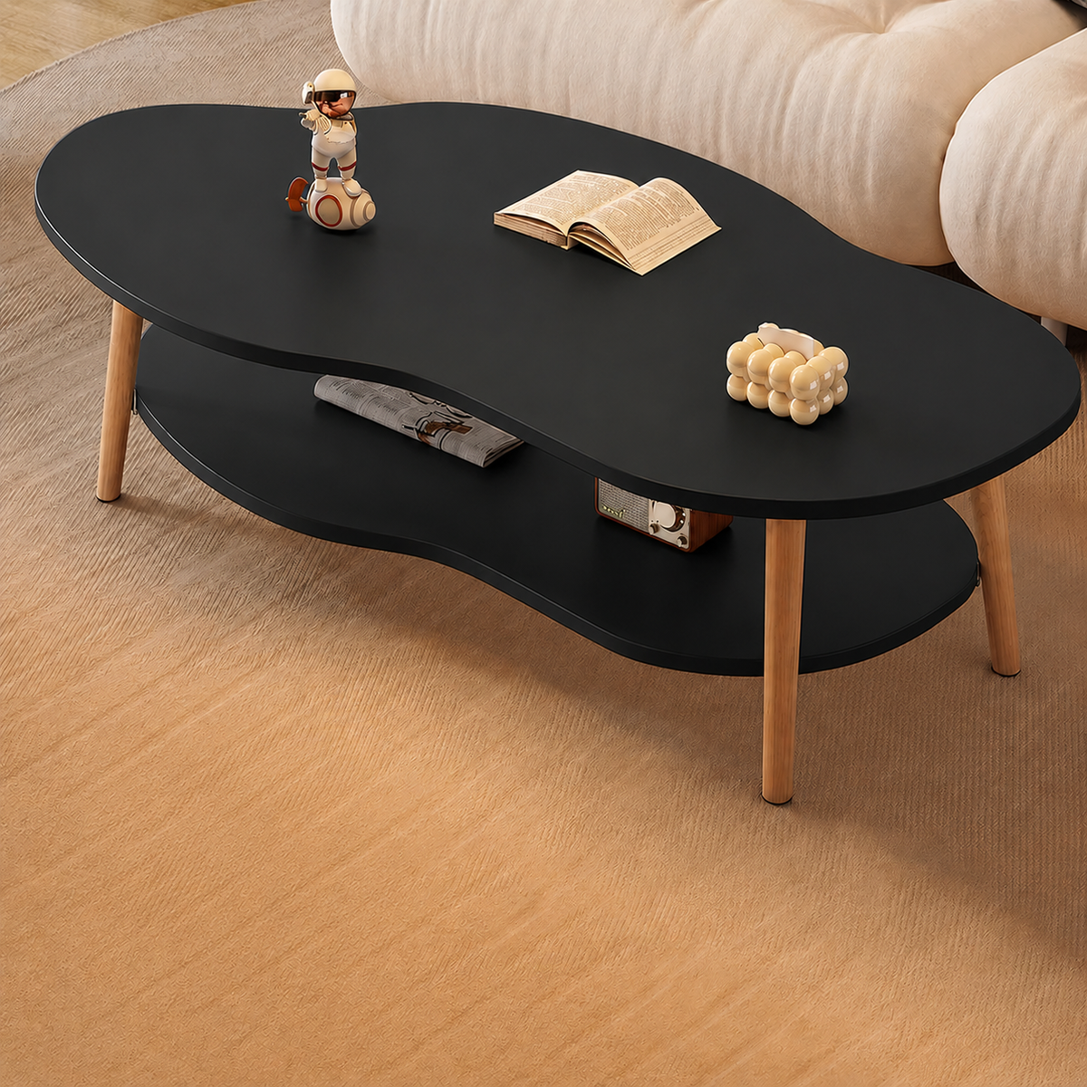Masa de Cafea in Forma de Nor Cloud Table 2 Nivele 100cm Alb Design Modern