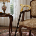 Baston Elegant Auriu cu Maner Ornamental Sculpturat Baston Clasic Premium