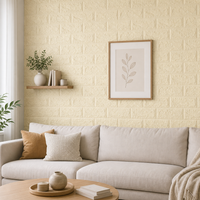 Tapet 3D Autoadeziv Model Caramida Crem 70x77cm Set 10 Bucati - in context de utilizare