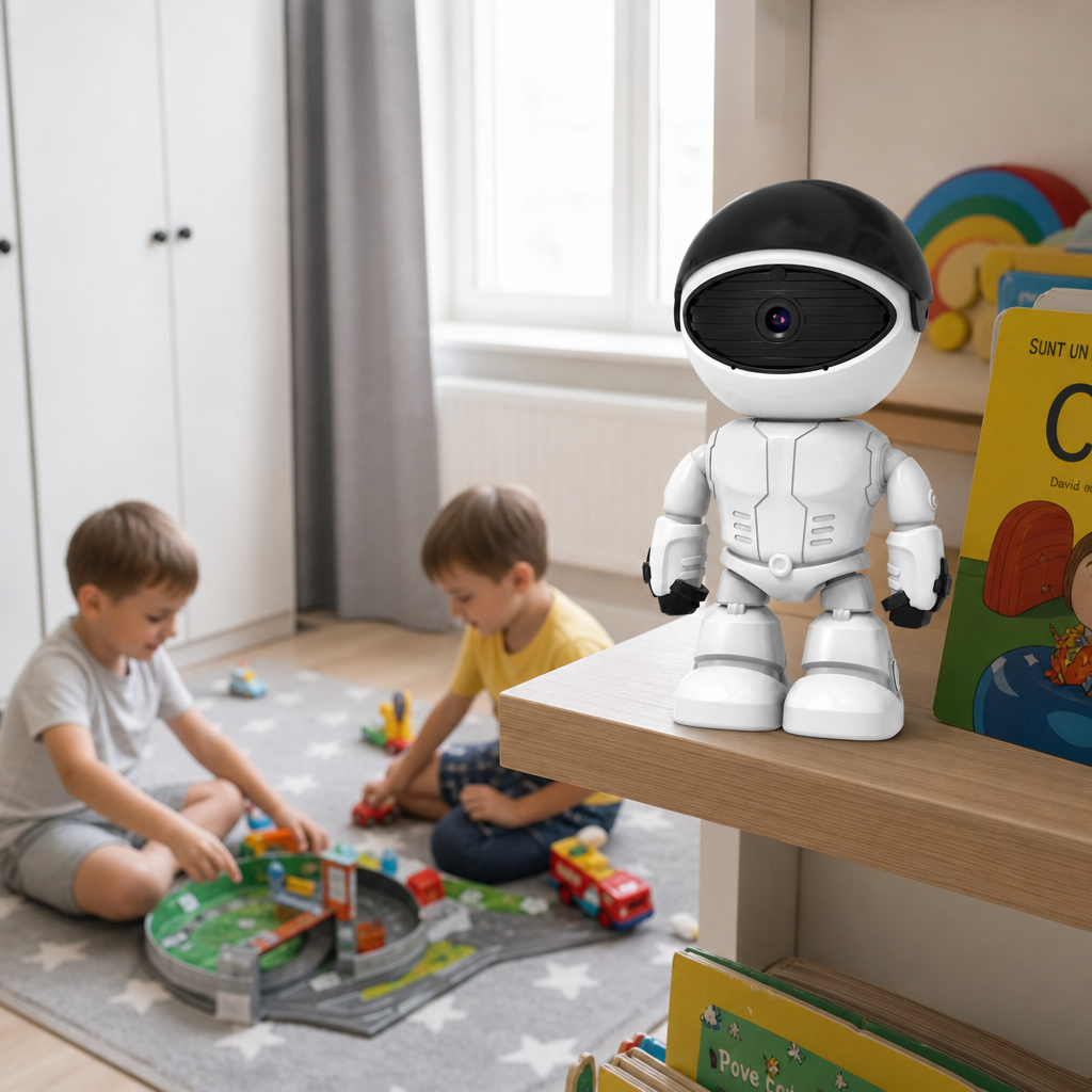 Camera Supraveghere Robot HD 1080P Wireless Audio Vedere Nocturna Infrarosu Rotire 360 Grade - in context de utilizare