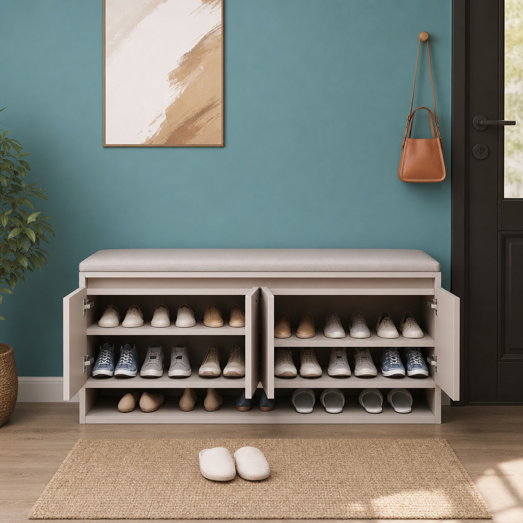 Bancheta Incaltaminte Depozitare Organizare Pantofi Mobilier Hol 43 x35 x120 cm - in context de utilizare