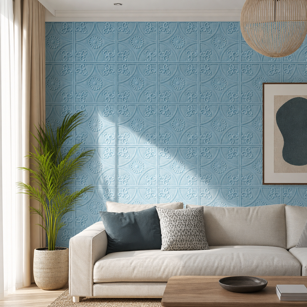 Tapet Decorativ 3D Autoadeziv Perete Living Dormitor Baie Renovare Interioara - in context de utilizare