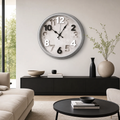 Ceas de Perete Modern Rotund Argintiu Cifre 3D 40cm Design Contemporan