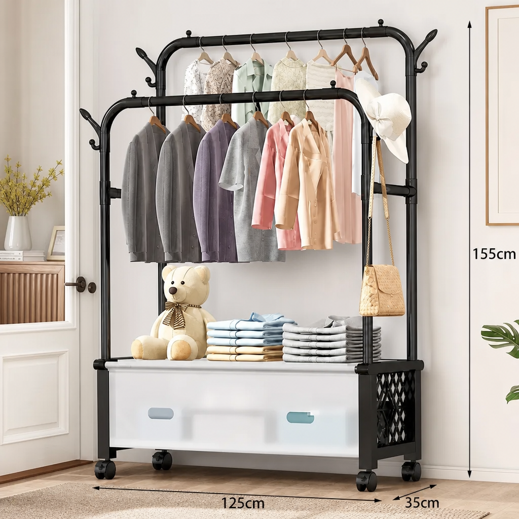 Cuier Perete Organizator Haine Accesorii Metal Negru Modern - in context de utilizare