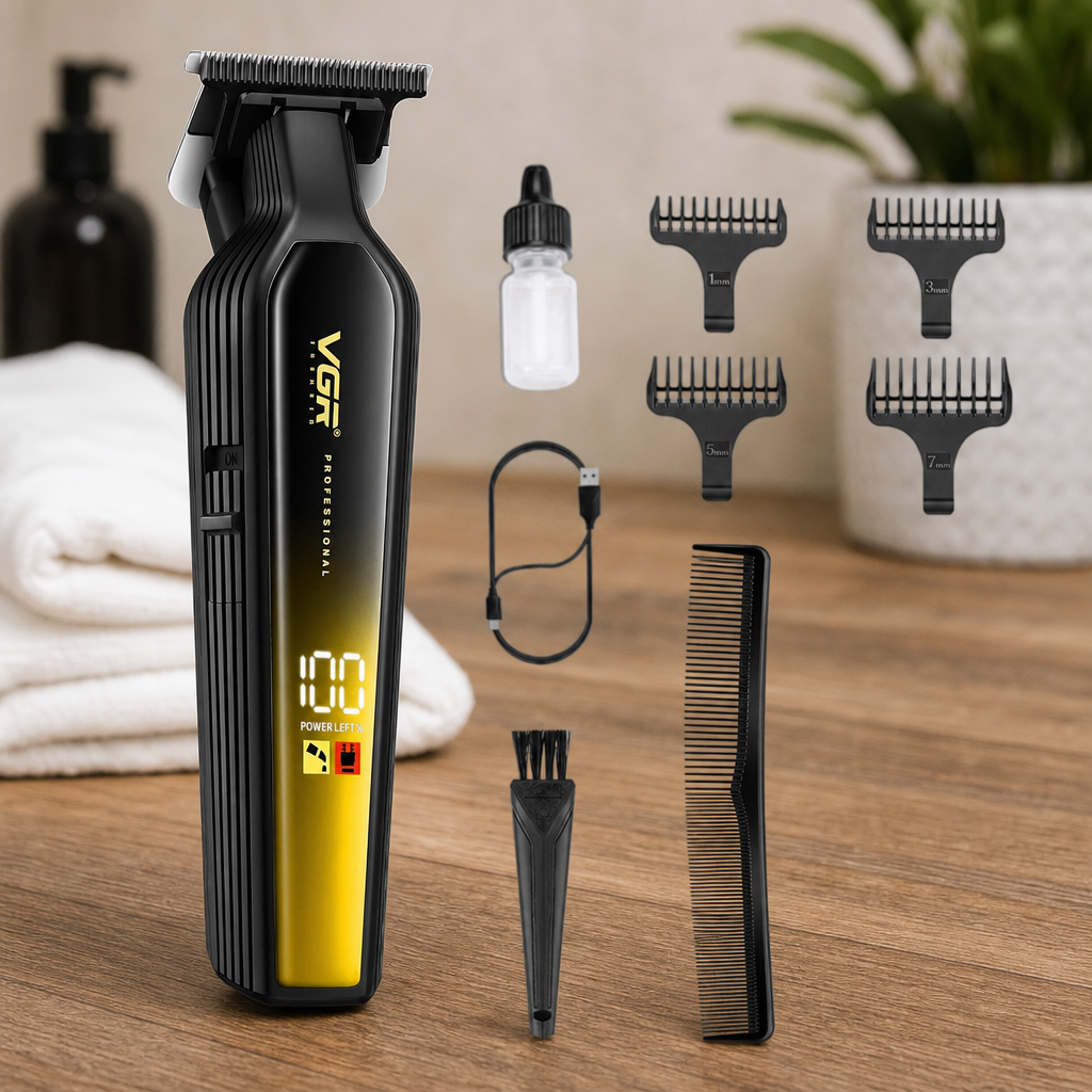 VGR V-930 Trimmer Profesional pentru Par Barbier Lama Ceramica 0.1-2.0mm - in context de utilizare