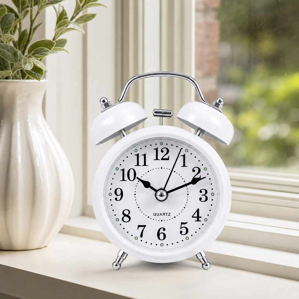 Ceas de masă cu alarmă, stil clasic – 12 x 8 cm - in context de utilizare