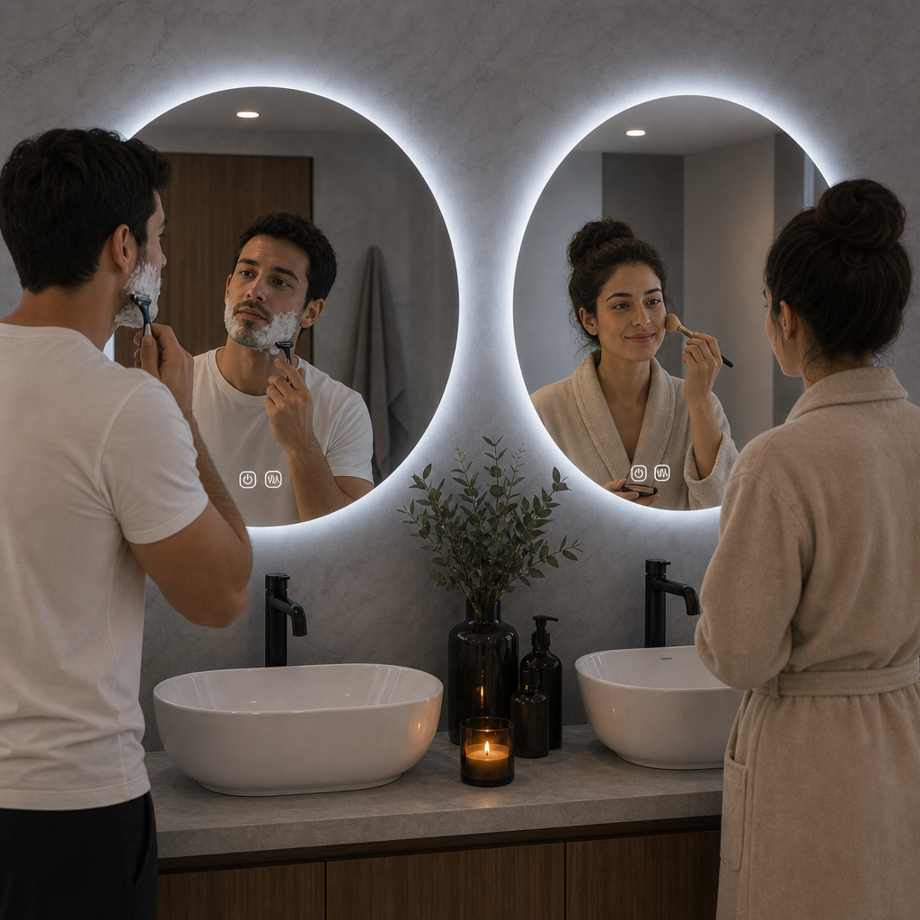 Oglinda 80 cm cu Functie Anti-aburire Iluminare LED 3 Culori Touch Control - mod de utilizare