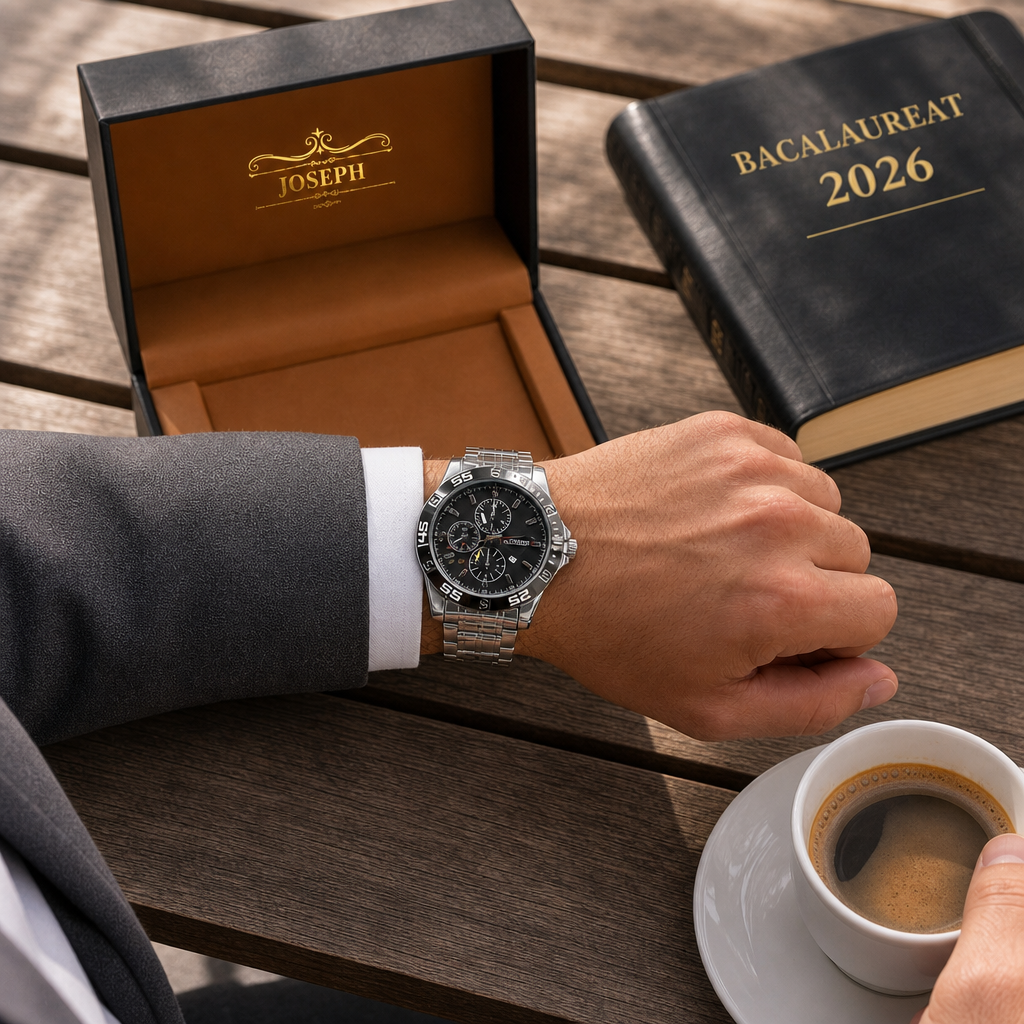 Set Cadou Premium pentru Bărbați – Ceas Metalic Argintiu cu Cadran Negru + Brățară Elegantă, Cutie de Prezentare - in context de utilizare