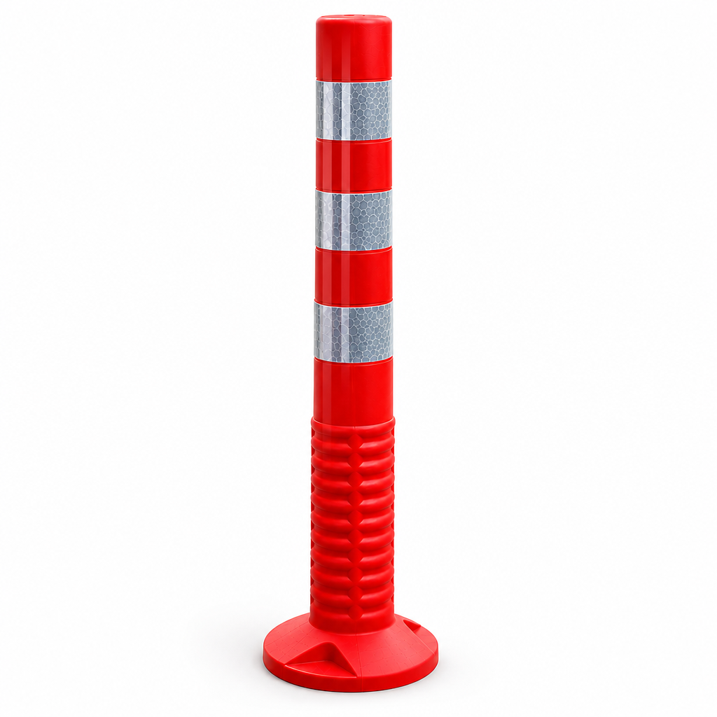 Stalpisor Delimitare Parcare PU 75cm Rosu Folie Reflectorizanta Argintie 200mm - detaliu produs