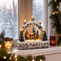 Decorațiune de Crăciun premium din rășină, cu lumini și melodii festive – 20 × 7,5 × 22,5 cm