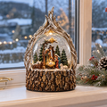Decorațiune de Crăciun Premium cu Nașterea Domnului, Iluminare și Efect de Ninsoare în Mișcare – 18,5 × 11 × 25 cm