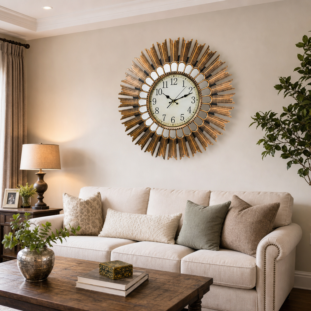 Ceas de Perete Decorativ Premium Design Elegant Mecanism Quartz 43x50cm - in context de utilizare