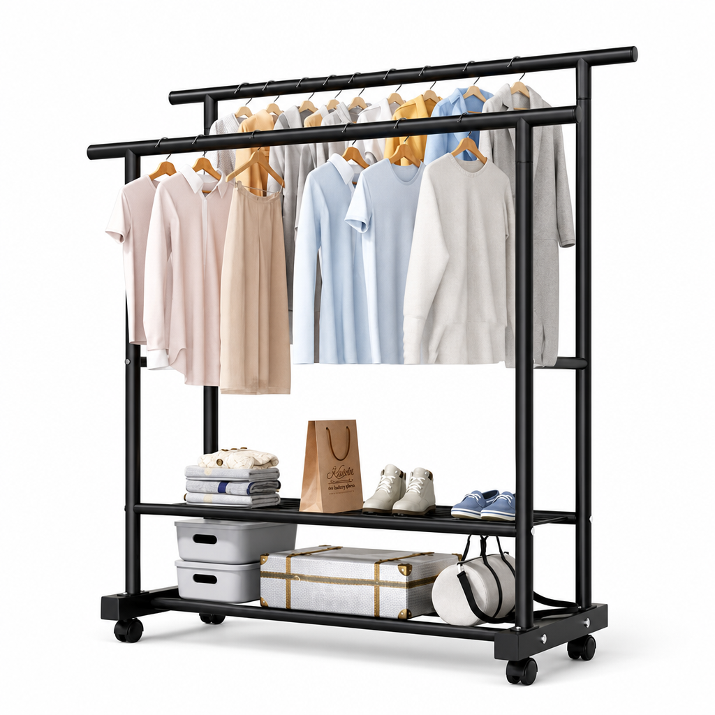 Suport mobil pentru haine, culoare Negru, pentru dormitor si dressing