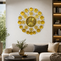 Ceas de Perete metalic Decorativ Premium Auriu 60cm Design Solar 3D Cristale