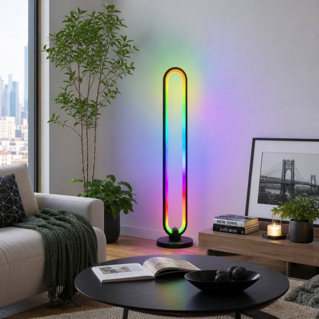 Lampa LED de Podea S-Eye 105cm Control Telecomanda Efecte RGB Dinamice - in context de utilizare