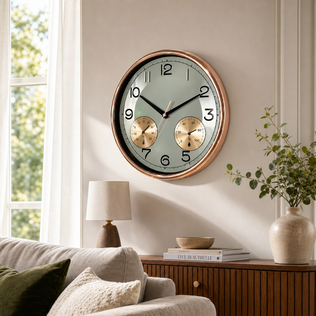 Ceas de Perete Premium cu Termometru și Higrometru – 29,5 cm - in context de utilizare