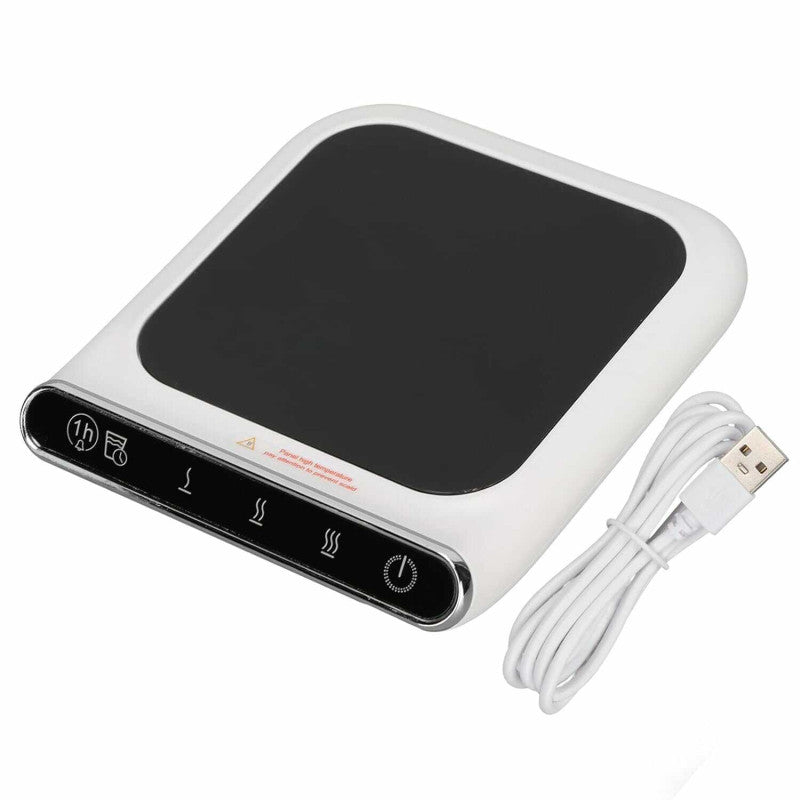 Incalzitor electric smart pentru cana cafea, ceai si alte bauturi, incarcare USB, reglare temperatura, alimentare 5V, putere 10W, alb